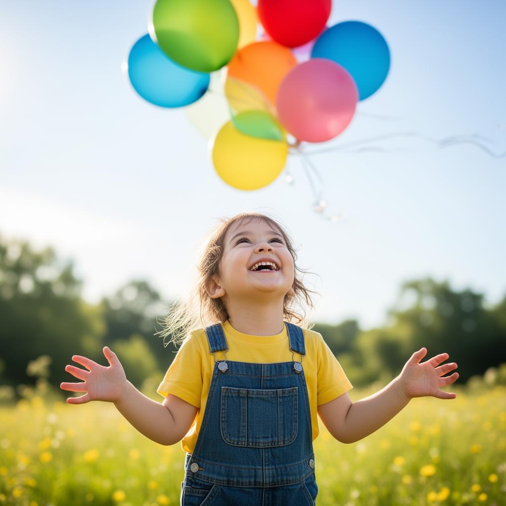 Criança feliz olhando para cima